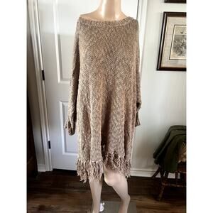 Olivia Sky brown fringe sweater